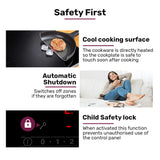 EuroChef 60cm 4 Zone Induction Cooktop, 6800W Electric, Touch Controls - Low Angle