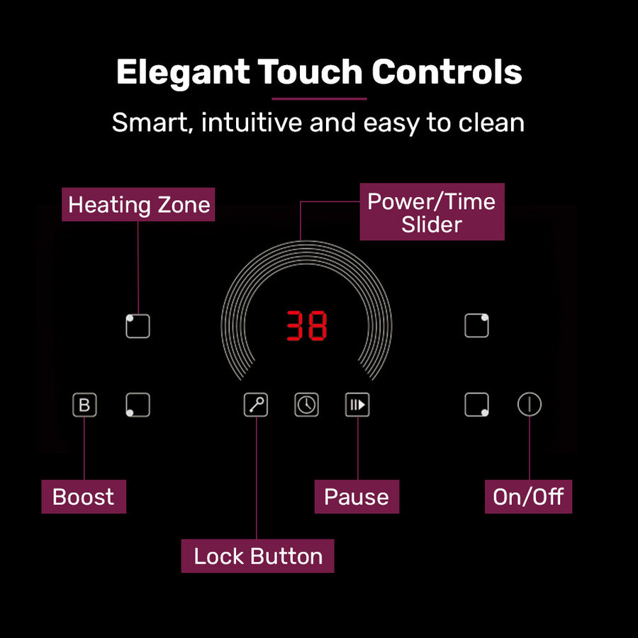 EUROCHEF 60cm 4 Zone Induction Cooktop, 7200W Electric, FlexZone Function, Touch Controls, image 15