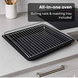 EuroChef 60cm Stainless Built-in 70L Grill 8 Function Fan Forced Electric Wall Oven - Close-Up Angle