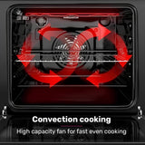 EuroChef 60cm Stainless Built-in 70L Grill 8 Function Fan Forced Electric Wall Oven - Low Angle