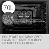 EuroChef 60cm Stainless Built-in 70L Grill 8 Function Fan Forced Electric Wall Oven - Extra Image
