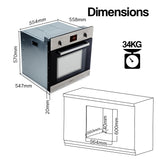 EuroChef 80L Oven Fan Forced Wall Built in Electric Stainless Steel - Close-Up Angle