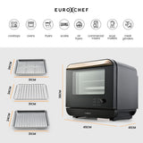 EUROCHEF 18L 9-in-1 Combi Steam Oven and Air Fryer, Black - Rear View