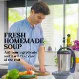 EUROCHEF Soup Maker Blender Smoothie Compact Hot Cold Stainless Steel Mixer - Side View