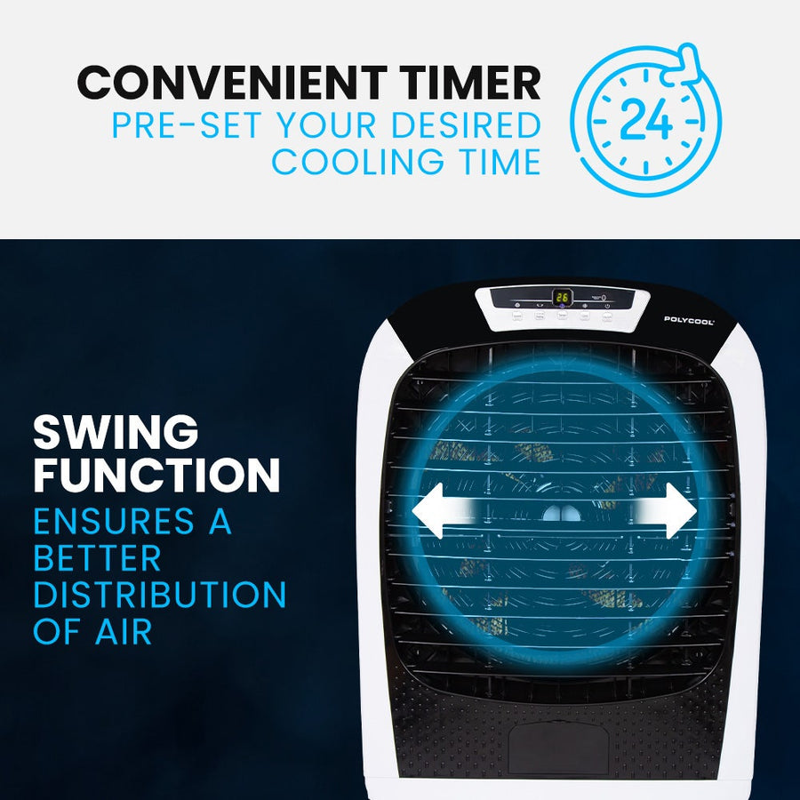 POLYCOOL 450W 80L Evaporative Air Cooler, Commercial Grade, Remote Control, Fan