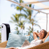 POLYCOOL 6L Evaporative Air Cooler Portable Household Fan, Purifier, Humidifier, Remote Control, White and Black - Side View