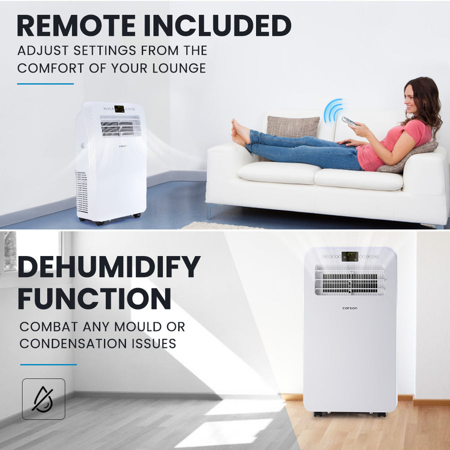 CARSON  2.9kW Reverse Cycle Portable Air Conditioner and Heater, with Dehumidifier, Cooling and Heating AC