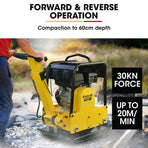 BAUMR-AG 185kg Reversible Vibratory Plate Compactor, Commercial 9HP 270cc, 500x700mm, Wheel Kit, for Sand Soil Gravel Asphalt (BCX-950)