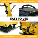BAUMR-AG 185kg Reversible Vibratory Plate Compactor, Commercial 9HP 270cc, 500x700mm, Wheel Kit, for Sand Soil Gravel Asphalt (BCX-950) - Close-Up Angle