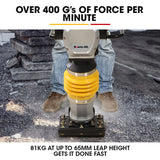 BAUMR-AG 77KG 285 x 345mm Tamping Rammer, 10kN 6.5hp, w/ Transport Wheel Kit, Compactor for Soil Sand Gravel Asphalt - BRM-700 - 45-Degree Angle