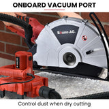 BAUMR-AG 2400W Electric Concrete Saw 355mm Demolition Cutter Wet Dry Demo Tool Circular Cutting - Close-Up Angle