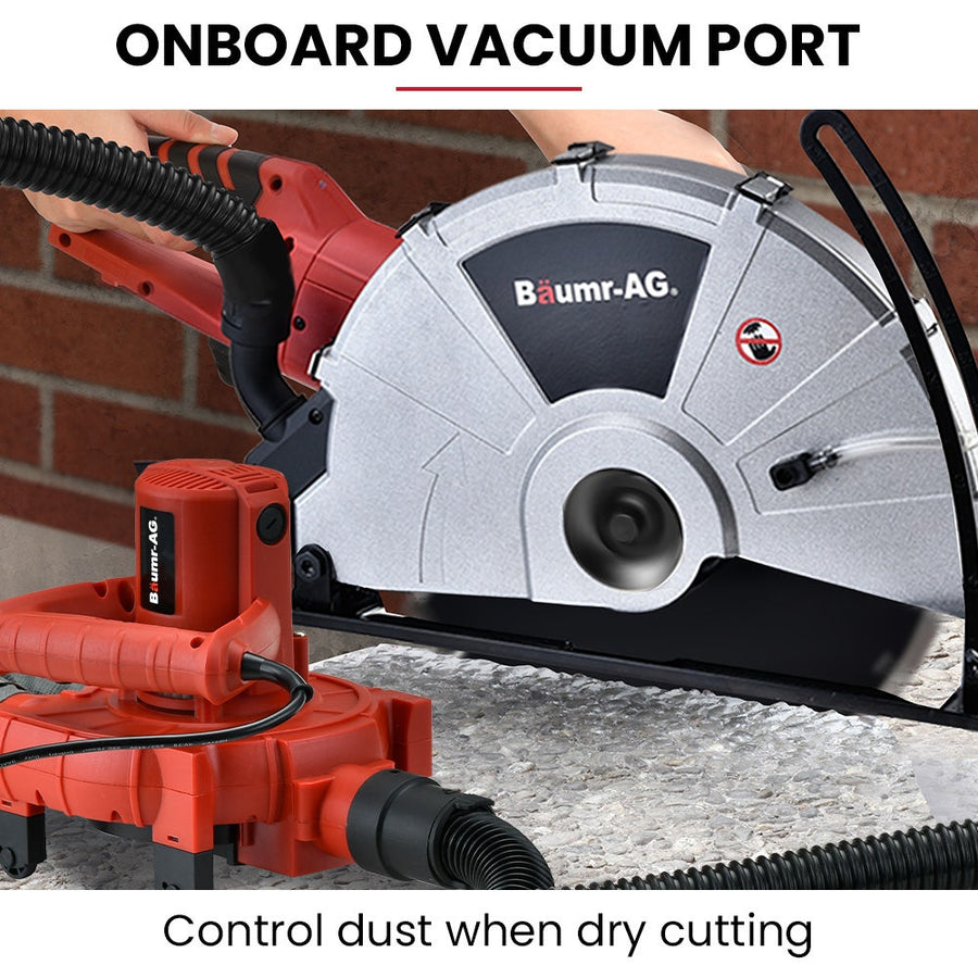 BAUMR-AG 2400W Electric Concrete Saw 355mm Demolition Cutter Wet Dry Demo Tool Circular Cutting