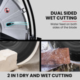 BAUMR-AG 2400W Electric Concrete Saw 355mm Demolition Cutter Wet Dry Demo Tool Circular Cutting - Low Angle