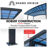 SHADE SHIELD Arched Double Carport 6.0m x 5.5m x 3.4m, Aluminium Alloy Frame, Polycarbonate Roof, Shelter for Car or Outdoor Living - Side View