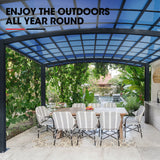 SHADE SHIELD Arched Double Carport 6.0m x 5.5m x 3.4m, Aluminium Alloy Frame, Polycarbonate Roof, Shelter for Car or Outdoor Living - Close-Up Angle