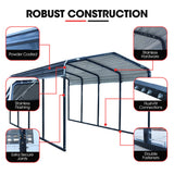 SHADE SHIELD Single Carport Shed 3.3 x 6 x 2.9m, Galvanised Steel Frame, Powder Coated Gable Roof, S