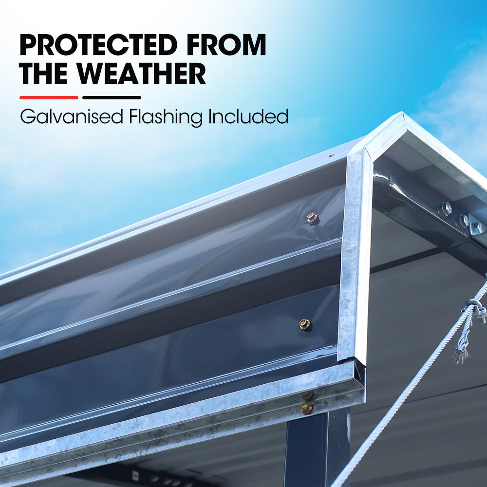 SHADE SHIELD Single Carport Shed 3.3 x 6 x 2.9m, Galvanised Steel Frame, Powder Coated Gable Roof, S