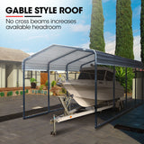 SHADE SHIELD Single Carport Shed 3.3 x 6 x 2.9m, Galvanised Steel Frame, Powder Coated Gable Roof, Shelter for Car Caravan Boat Tractor Agricultural - Low Angle