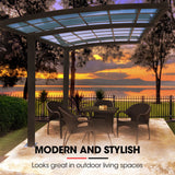 SHADE SHIELD Single Cantilever Carport 3.0m x 5.5m x 3.5m, Aluminium Alloy Frame, Polycarbonate Roof, Shelter for Car or Outdoor Living - Rear View