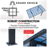 SHADE SHIELD Arched Single Carport 3.0m x 5.5m x 3.4m, Aluminium Alloy Frame, Polycarbonate Roof, Shelter for Car or Outdoor Living - Side View