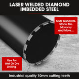 Baumr-AG 202 x 400mm Diamond Core Drill Bit DBX Series, Industrial 1.1/4-UNC - Side View