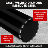 Baumr-AG 254 x 400mm Diamond Core Drill Bit DBX Series, Industrial 1.1/4-UNC - Side View