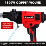 BAUMR-AG 1800W 120mm Handheld Core Drill & 76mm Diamond Drill Bit Combo, for Concrete Coring Hole Drilling - Side View