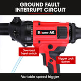 BAUMR-AG 1800W 120mm Handheld Core Drill & 76mm Diamond Drill Bit Combo, for Concrete Coring Hole Drilling - Rear View