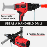 BAUMR-AG 2000W 160mm Handheld Core Drill w/Stand,63mm & 127mm Drill Bit Combo, for Concrete Coring Hole Drilling - Rear View