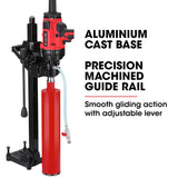 BAUMR-AG 2000W 160mm Handheld Core Drill w/Stand,63mm & 127mm Drill Bit Combo, for Concrete Coring Hole Drilling - Close-Up Angle
