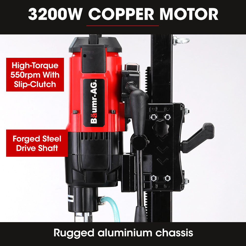 BAUMR-AG 3200W 280mm Vertical Stand Core Drill & 202mm Drill Bit Combo, for Demolition Concrete Coring Hole Drilling