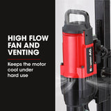 BAUMR-AG 3200W 280mm Wet/Dry Core Drill w/ Wheeled Stand & 102mm Bit Combo, for Concrete Coring Hole Drilling - Side View
