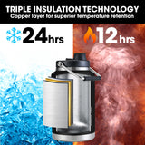 BAUMR-AG 3.8L Double Wall Insulated Stainless Steel Water Bottle, Drink Jug with Handle, Black - Side View