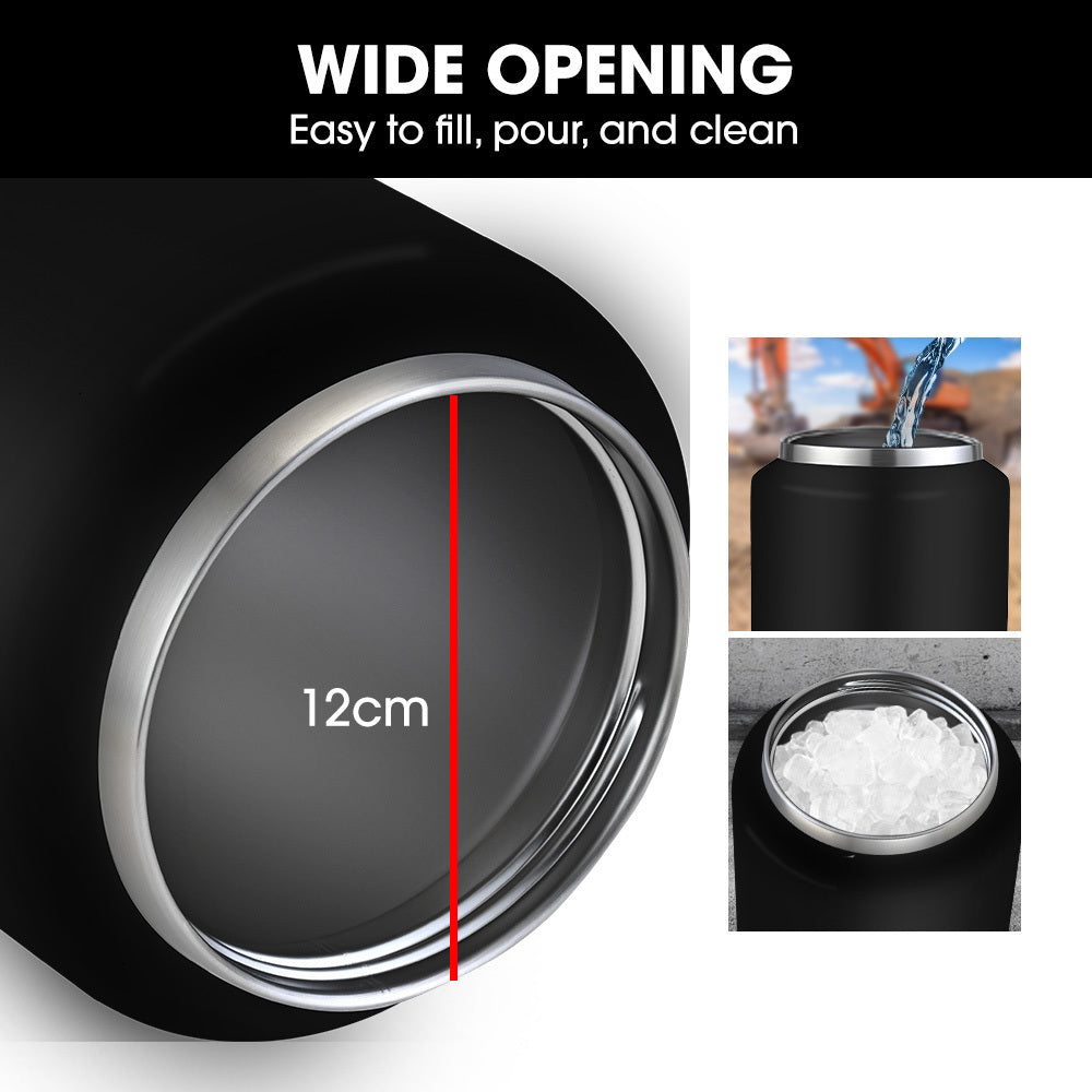 BAUMR-AG 3.8L Double Wall Insulated Stainless Steel Water Bottle, Drink Jug with Handle, Black