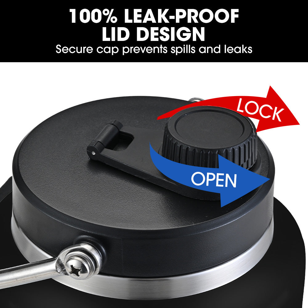 BAUMR-AG 3.8L Double Wall Insulated Stainless Steel Water Bottle, Drink Jug with Handle, Black