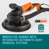 UNIMAC 1800W Drywall Sander Plaster Automatic Wall Gyprock Vacuum System - Front View