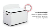 DELTA CHILDREN Deluxe Toy Box Kids Furniture Chest Bedroom Wooden Storage White - Side View