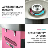 EUROCHEF 1100W Commercial Fairy Floss Machine, Cotton Candy Maker with Bubble Cover - Top-Down View