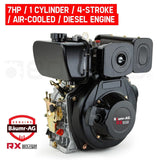 Baumr-AG 7HP DIESEL Stationary Engine 4 Stroke OHV Horizontal Shaft Motor - Front View