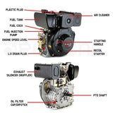 Baumr-AG 7HP DIESEL Stationary Engine 4 Stroke OHV Horizontal Shaft Motor - Extra Image