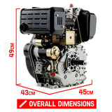 Baumr-AG 10HP Diesel Stationary Engine Electric Start OHV Replacement Motor - 45-Degree Angle