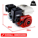 Baumr-AG 6.5HP Petrol Stationary Engine Motor 4-Stroke OHV Horizontal Shaft Recoil Start - 45-Degree Angle