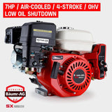 Baumr-AG 7HP Petrol Engine Stationary Motor OHV Horizontal Shaft Electric Start 4-stroke - Front View