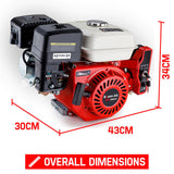 Baumr-AG 7HP Petrol Engine Stationary Motor OHV Horizontal Shaft Electric Start 4-stroke - 45-Degree Angle