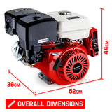 Baumr-AG 13HP Petrol Stationary Engine OHV 4 Stroke Horizontal Shaft Electric Start Motor - 45-Degree Angle