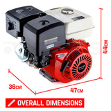 Baumr-AG 13HP Petrol Stationary Engine 4-stroke OHV Motor Horizontal Shaft Recoil Start - Front View