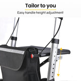 EQUIPMED Foldable Aluminium Walking Frame Rollator with Bag and Seat, Silver - Top-Down View