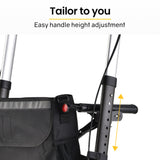 EQUIPMED Foldable Aluminium Walking Frame Rollator with Bag and Seat, Titanium Colour - Top-Down View