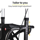 EQUIPMED 2-in-1 Foldable Aluminium Walking Frame Rollator and Transit Wheelchair with Bag, Titanium colour - 45-Degree Angle