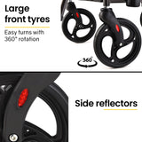 EQUIPMED 2-in-1 Foldable Aluminium Walking Frame Rollator and Transit Wheelchair with Bag, Titanium colour - Extra Image